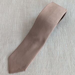 Elegant Tan Silk Polka Dot Tie